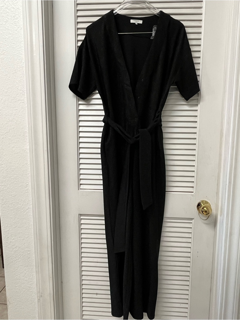 FRENCH✨xs✨Classic Black Wrap-Front Jumpsuit with Waist Tie